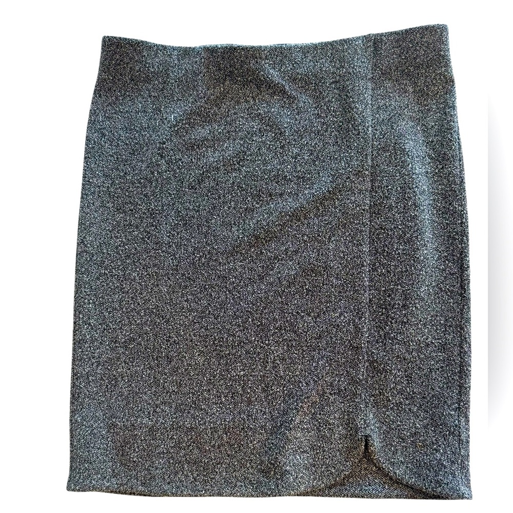 Women’s LOFT Outlet black & gray elastic waist skirt front slit size L